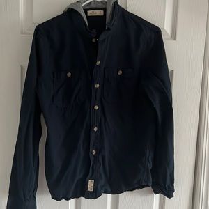 Hollister El Matador blue button down hoodie casual 
small S shirt NEW